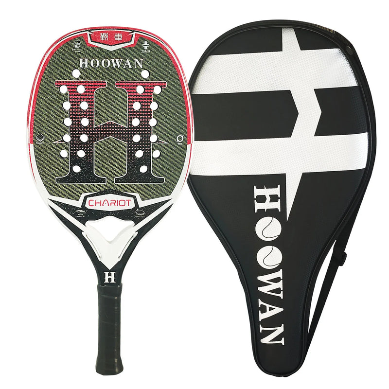 HOOWAN CHARIOT Beach Tennis Racket T700 Kevlar Carbon Fiber High-Grit Surface 20MM Mid-Hard EVA Core