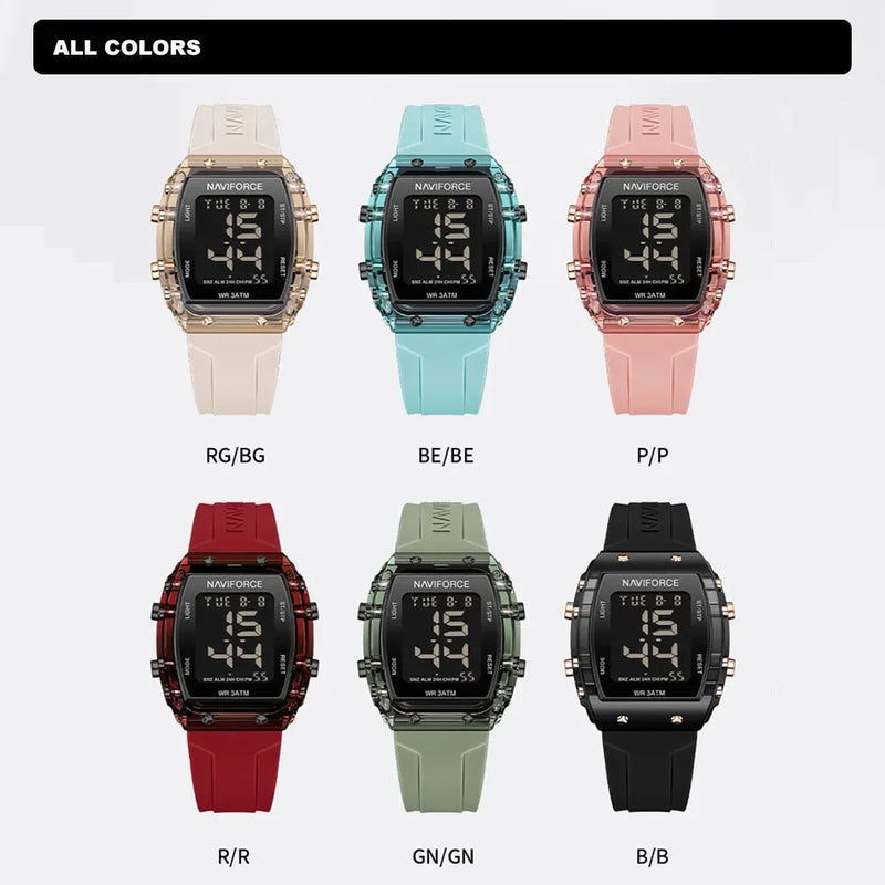 NAVIFORCE Women Wristwatch High Quality Waterproof Silicone Strap Clock Fashion Sport Luminous Electronic Watch Relogio Feminino