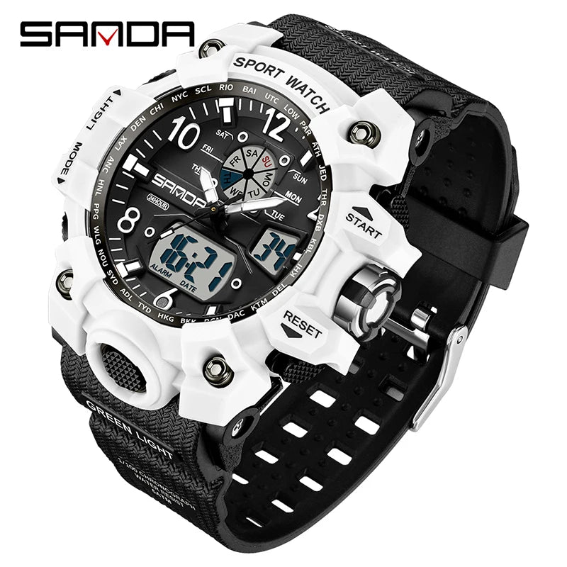 Fashion Sanda Brand Youth Military Sports Trend Korean Electric Led Multifunction Lady Creative Personality Student Gift Watch