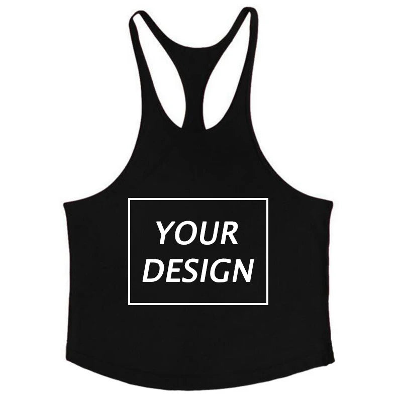 Customized Print Stringer Tank Tops for Men Y-Back Sleeveless Vest Athletic Muscle Training Tees Tops Gym Workout Fitness