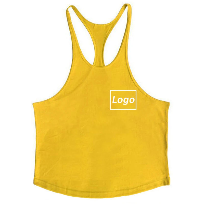 Customized Print Stringer Tank Tops for Men Y-Back Sleeveless Vest Athletic Muscle Training Tees Tops Gym Workout Fitness