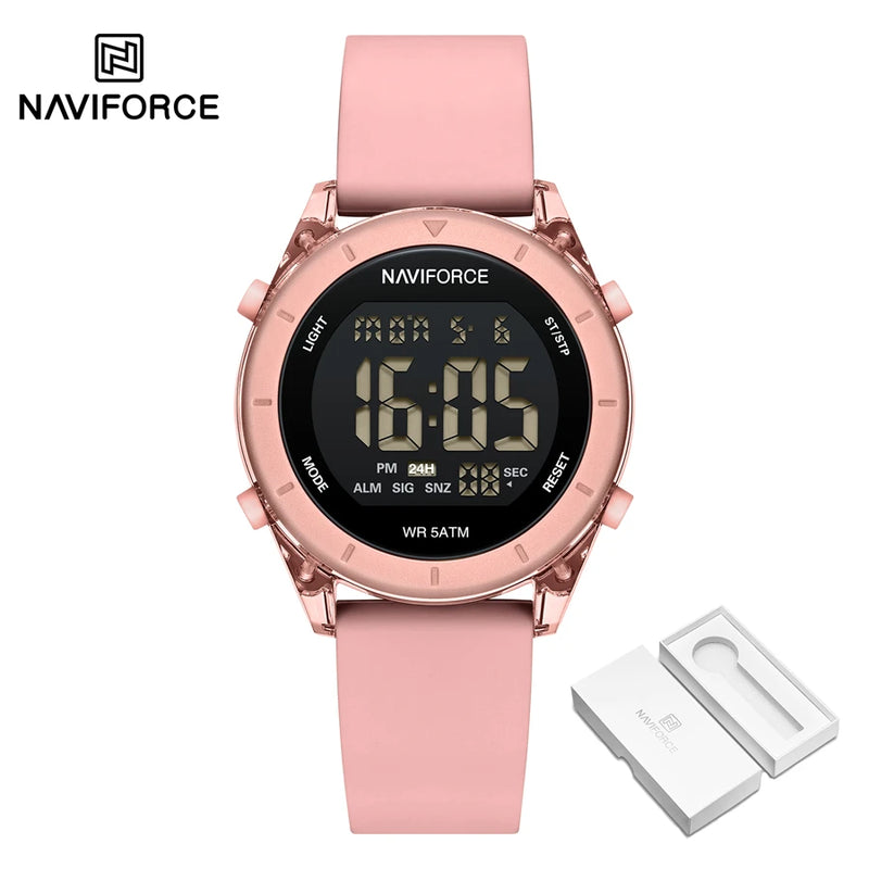 NAVIFORCE Sports Watch 2024 New Fashion Watches Waterproof Electronic LED Luminous Wristwatch Women's Sport Digital Round Clock