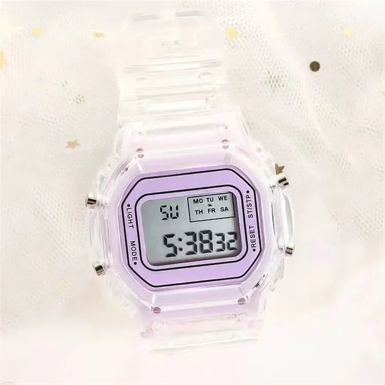 Fashion Kids Watch Simple LED Digital Watch Casual Transparent Sport Electronic Watch Boys Girls Luminous Clock Kid's Wristwatch