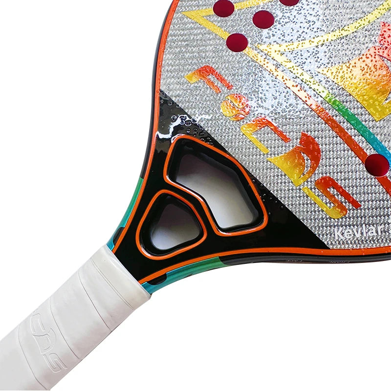 GAIVOTA -FOCAS Silver Kevlar Beach Tennis Racquet Advanced red EVA surface rough treatment