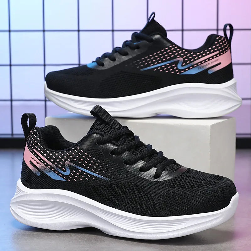 Breathable lace-up running sport shoes