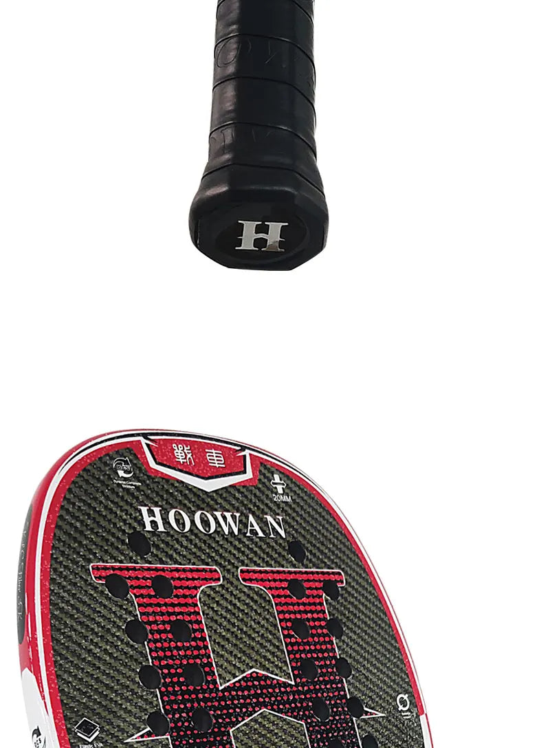 HOOWAN CHARIOT Beach Tennis Racket T700 Kevlar Carbon Fiber High-Grit Surface 20MM Mid-Hard EVA Core