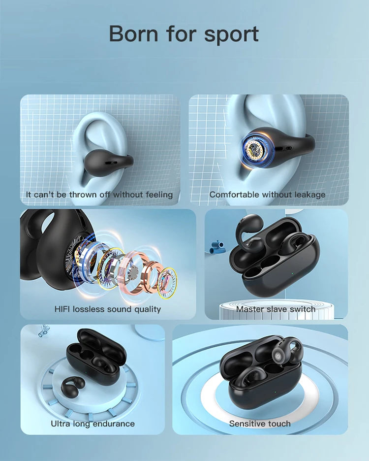 SG50 Wireless Clip On Bluetooth Headset High Definition Audio Quality Running Yoga Male And Female Sports