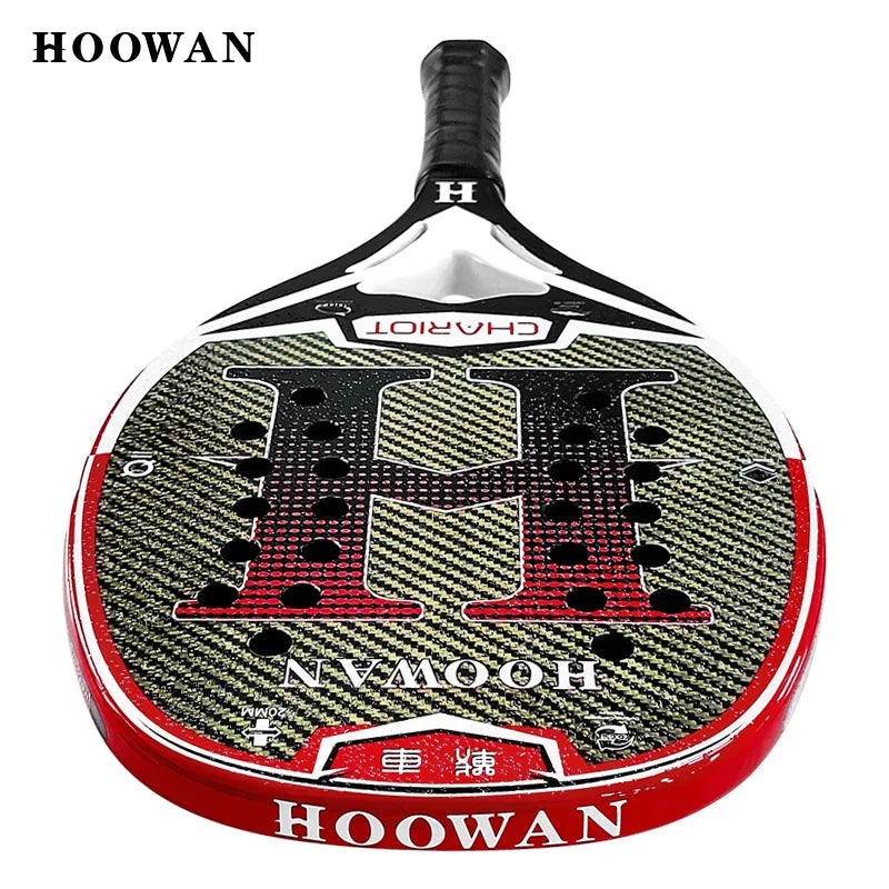 HOOWAN CHARIOT Beach Tennis Racket T700 Kevlar Carbon Fiber High-Grit Surface 20MM Mid-Hard EVA Core