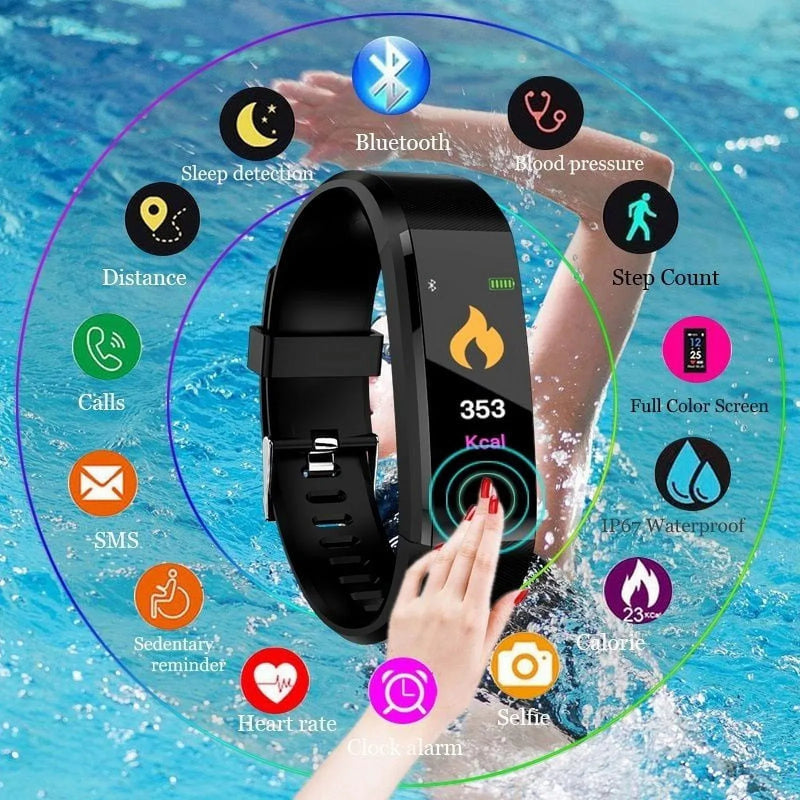 Waterproof Simple Smart Bracelet Sleep Detection Heart Rate Blood Pressure Blood Oxygen Sports Pedometer Watch For All People