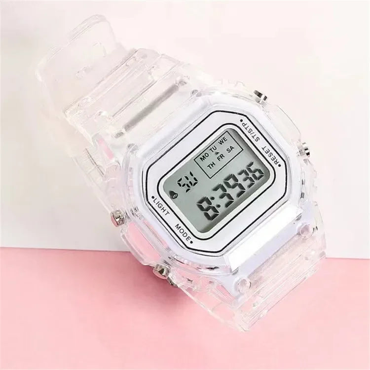 Fashion Kids Watch Simple LED Digital Watch Casual Transparent Sport Electronic Watch Boys Girls Luminous Clock Kid's Wristwatch