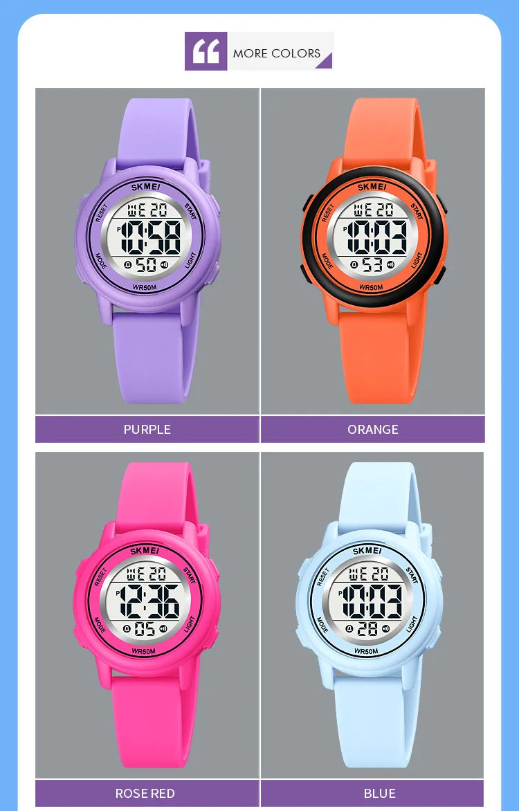 Skmei Fashion LED Light Stopwatch Digital Sports Watches Women Student Waterproof Calendar Wristwatch For Ladies Female Alarm