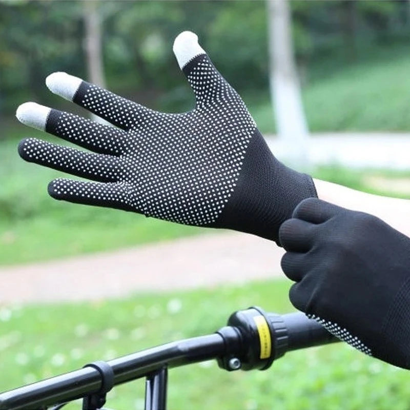 Non-slip Touchscreen Nylon Gloves Men Women Summer Outdoor Riding Sport Fitness Breathable Non-slip Sunscreen Half Finger Gloves