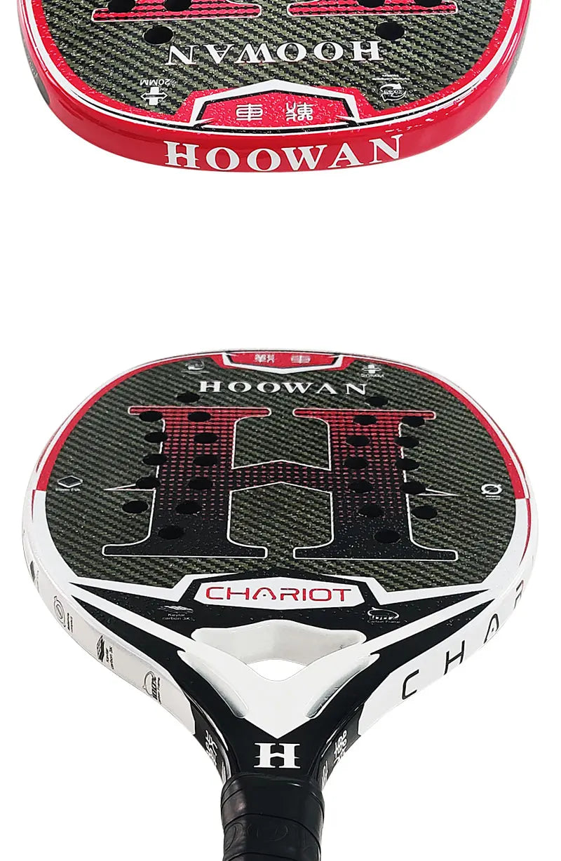 HOOWAN CHARIOT Beach Tennis Racket T700 Kevlar Carbon Fiber High-Grit Surface 20MM Mid-Hard EVA Core