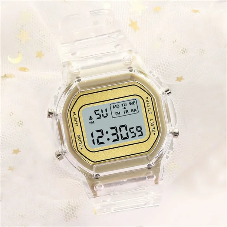 Fashion Kids Watch Simple LED Digital Watch Casual Transparent Sport Electronic Watch Boys Girls Luminous Clock Kid's Wristwatch