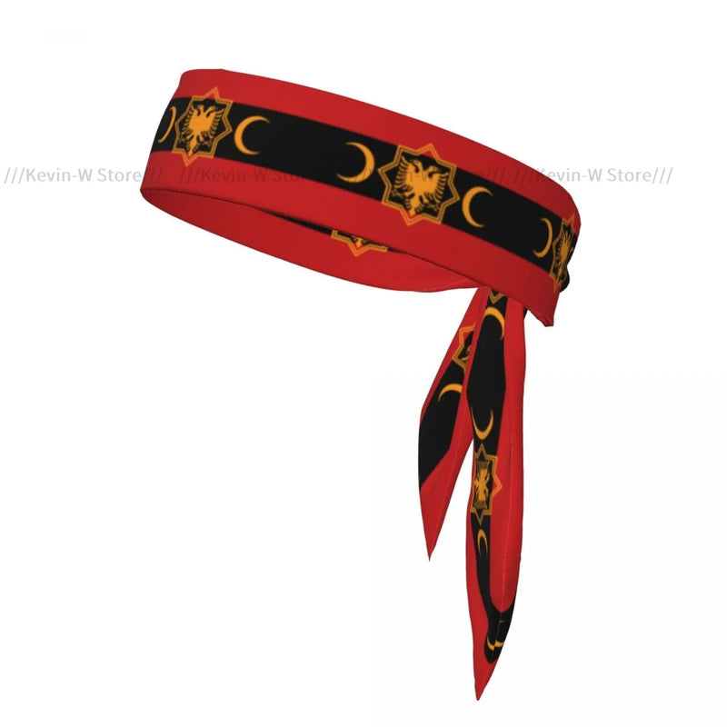 Islamic Albanian Flag Bandanas Hairband Head Tie Sports Headband for Running Tennis Karate Athletics Brief Style