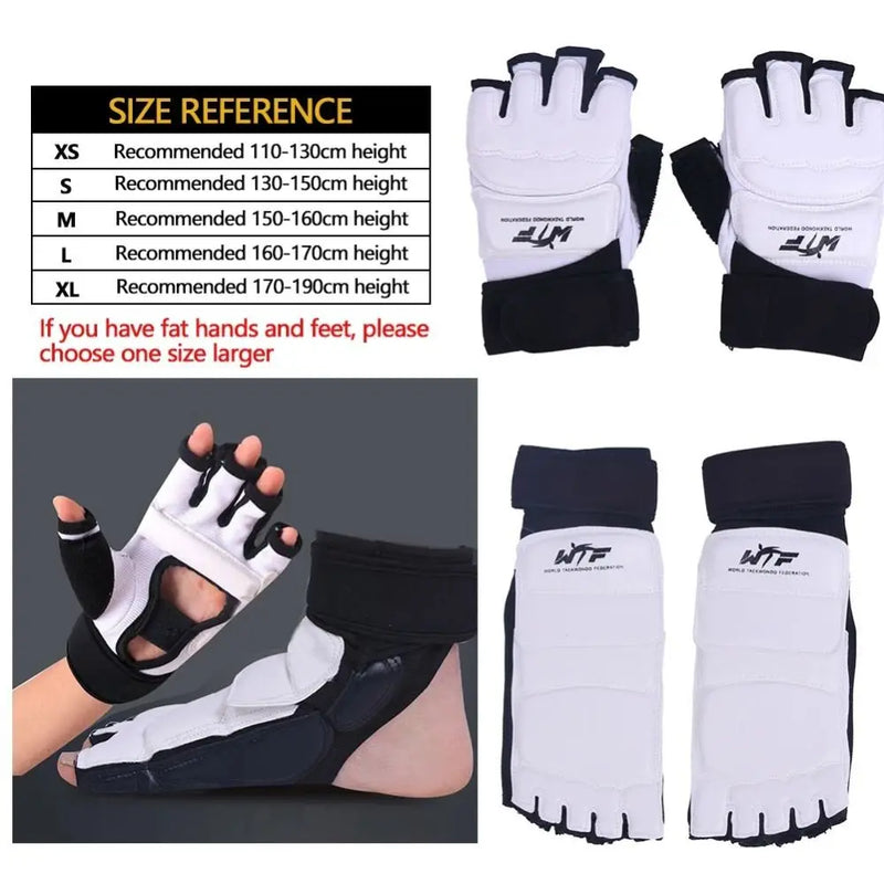 Half Finger Boxing Gloves PU Leather Karate Muay Thai Training Workout Gloves Foot Protector Taekwondo Gloves