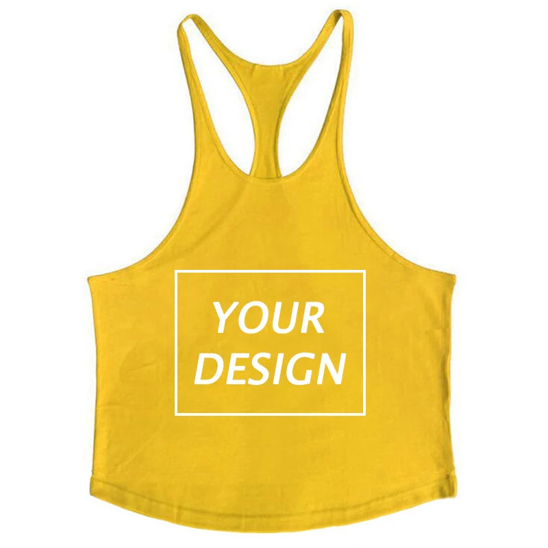 Customized Print Stringer Tank Tops for Men Y-Back Sleeveless Vest Athletic Muscle Training Tees Tops Gym Workout Fitness