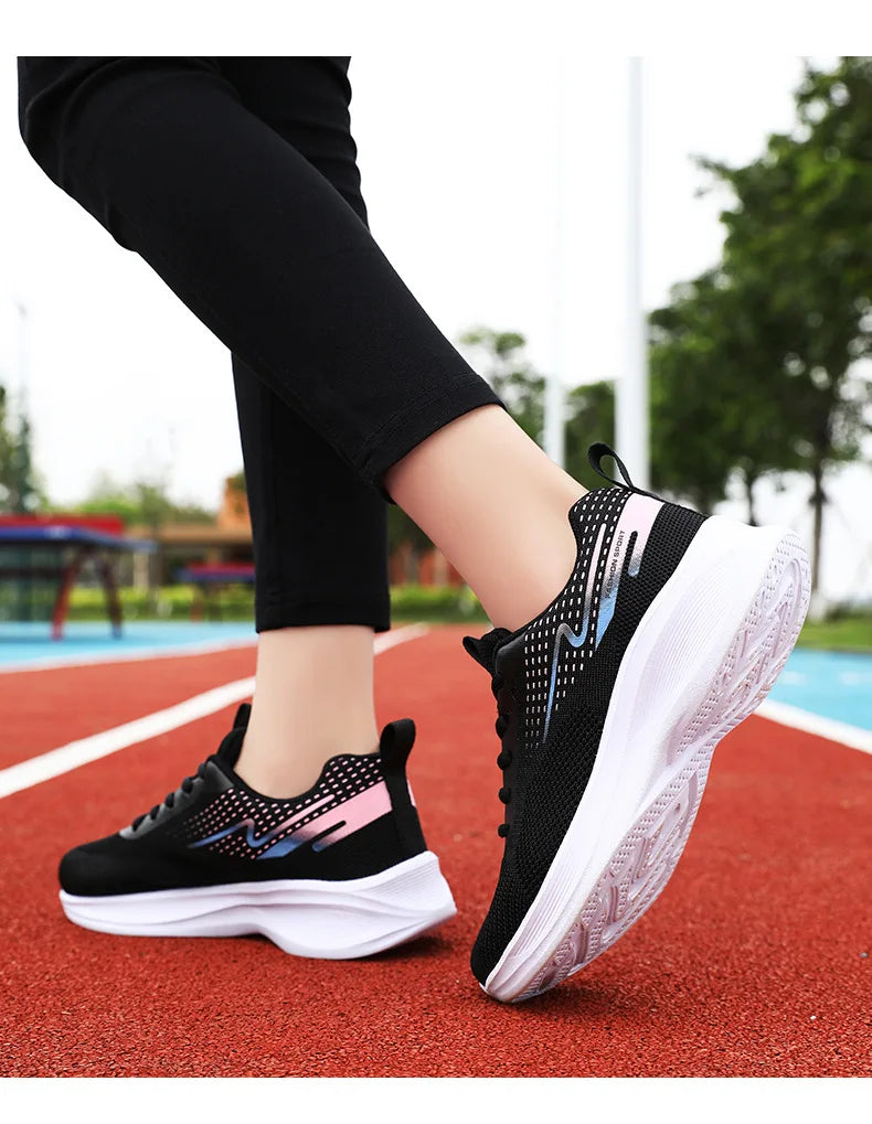 Breathable lace-up running sport shoes