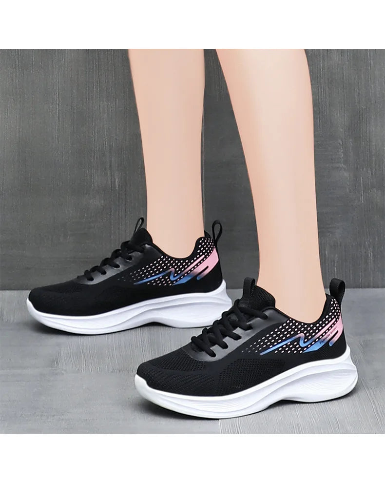 Breathable lace-up running sport shoes