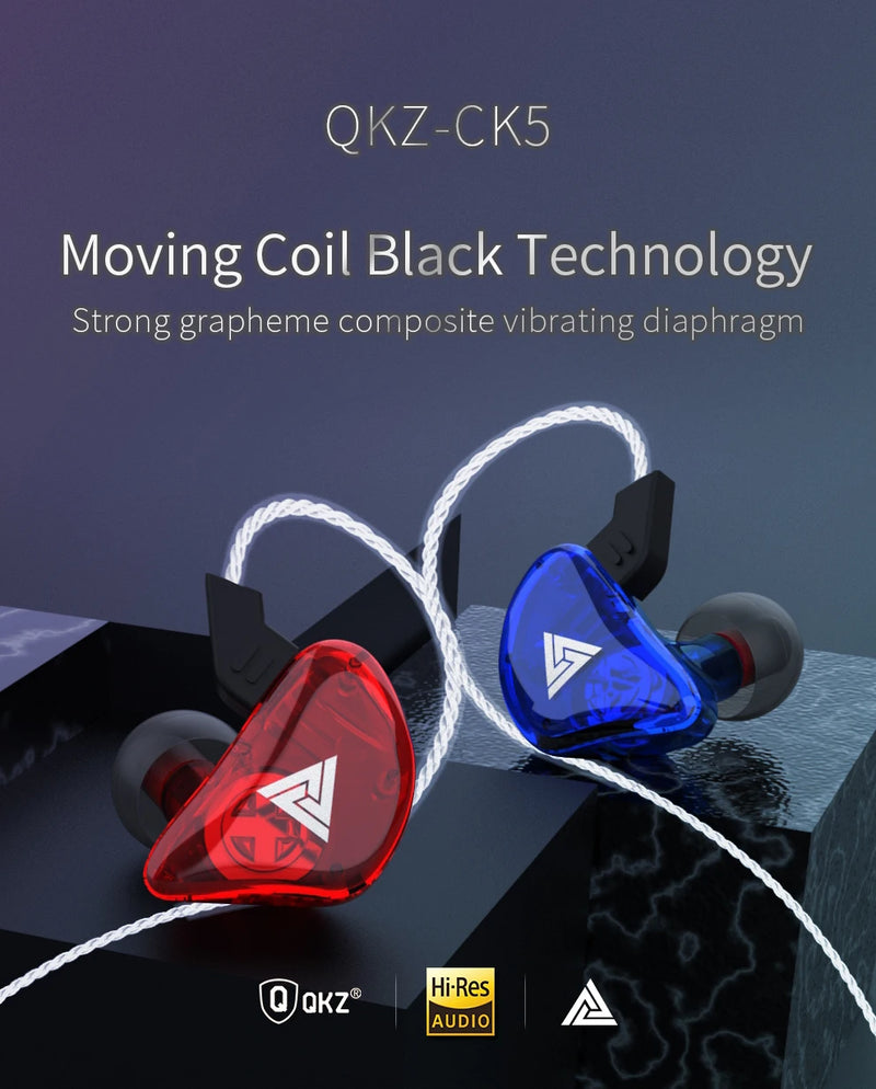 QKZ CK5 Earphone Sport Earbuds Stereo Wired Headphone For Apple Redmi Samsung Music Cell Phone Running Headset With Mic Handfree