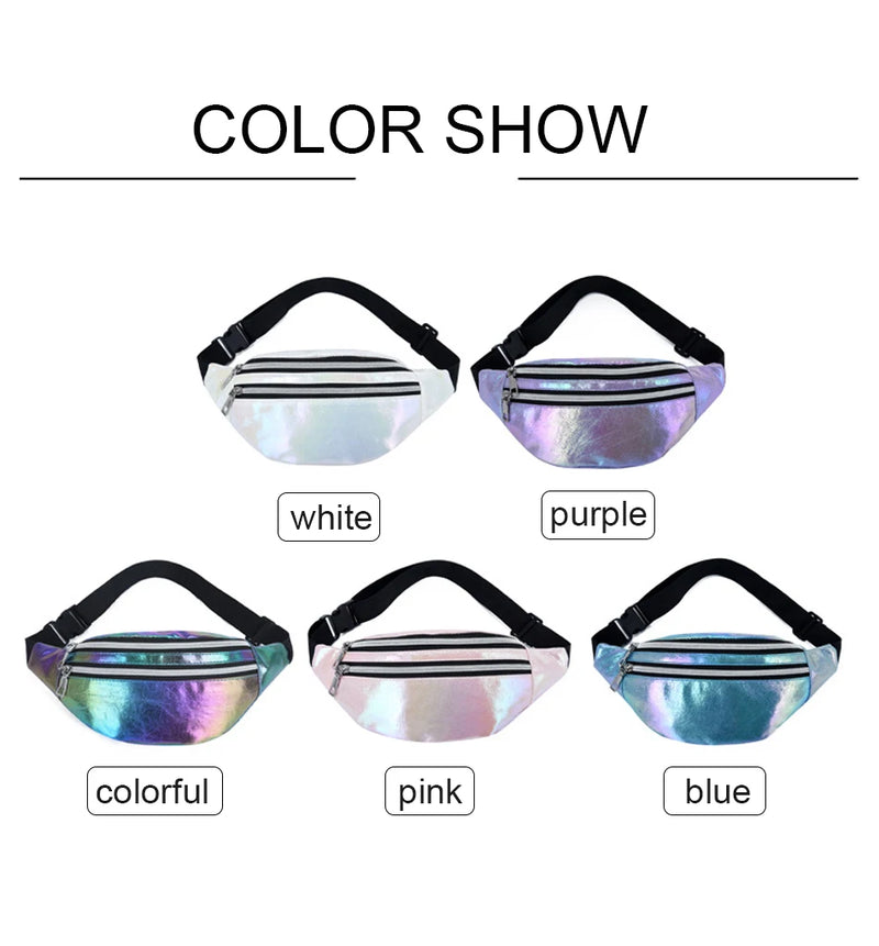 Men Women Fanny Waist Bag Pack Male Belt Pouch For Holographic Belly Banana Lady Kangaroo Bum Hip Side Sport Sachet Waistbag Sac