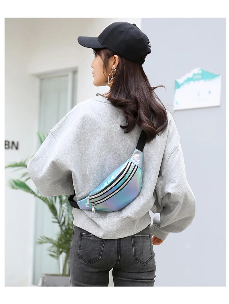 Men Women Fanny Waist Bag Pack Male Belt Pouch For Holographic Belly Banana Lady Kangaroo Bum Hip Side Sport Sachet Waistbag Sac