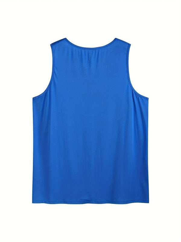 Plus Size Solid Color Tank Top, Casual Notch Neck Sleeveless Top For Summer, Women's Plus Size Clothing