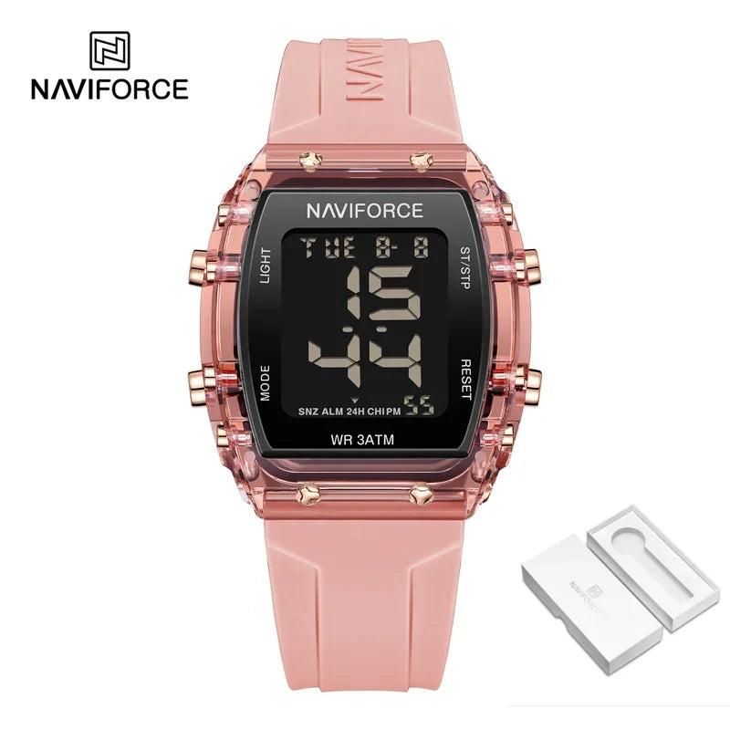 NAVIFORCE Women Wristwatch High Quality Waterproof Silicone Strap Clock Fashion Sport Luminous Electronic Watch Relogio Feminino