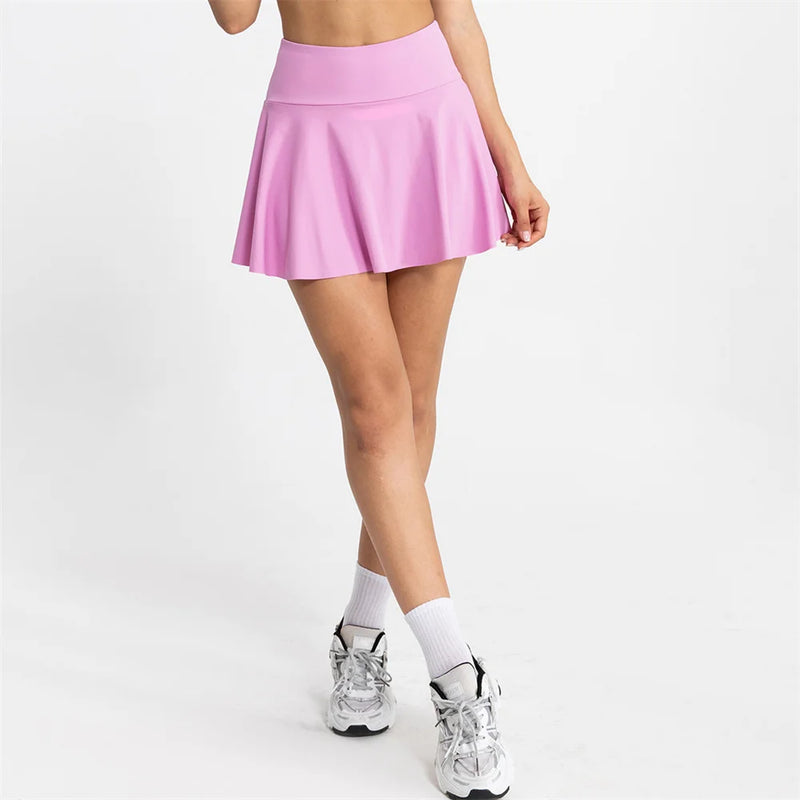 Pocket Tennis Women Dance Fitness Solid Gym Sports Skirts Female Tennis Running Skort Active Athletic Running Yoga Skirt Short