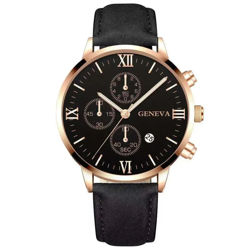 Geneva Men Sport Watch Fashion Date Alloy Case Synthetic Leather Analog Quartz Male Clock Top Brand Luxury Relogio Masculino