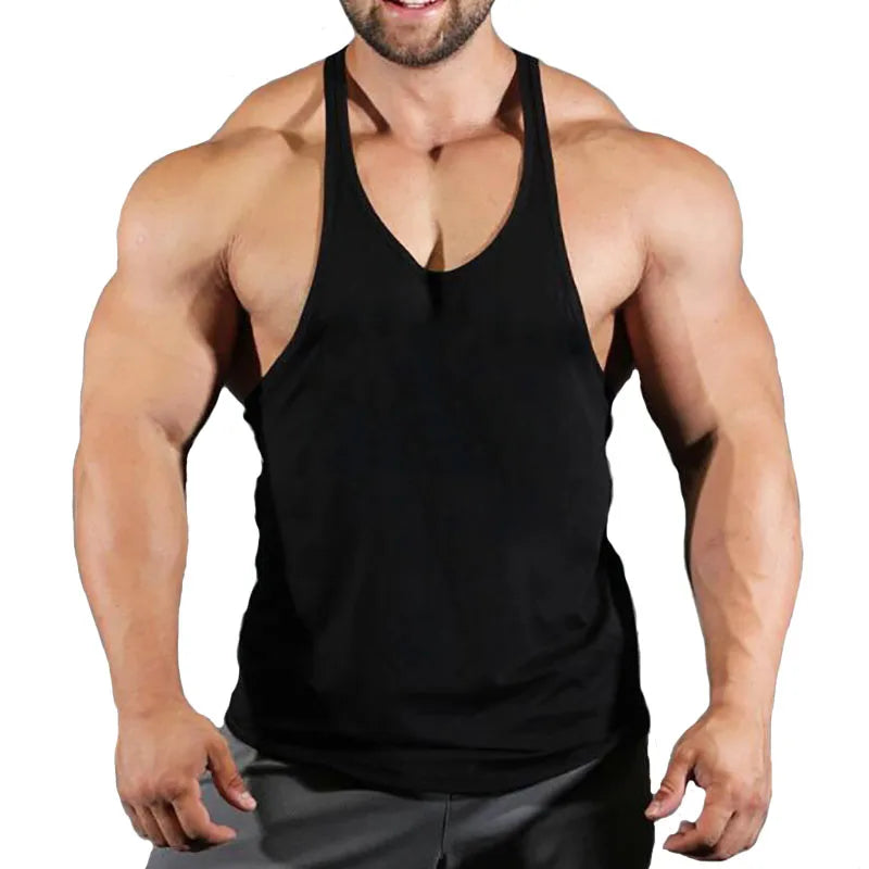 Customized Print Stringer Tank Tops for Men Y-Back Sleeveless Vest Athletic Muscle Training Tees Tops Gym Workout Fitness