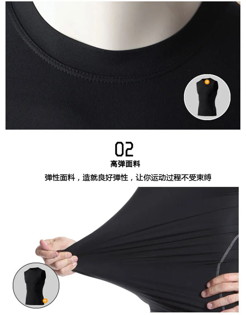 Men Compression Sport Skinny Vest Tight Tank Base Layer Sleeveless T-Shirt Top Singlet Sweatshirt Athletics Sportwear Activewear