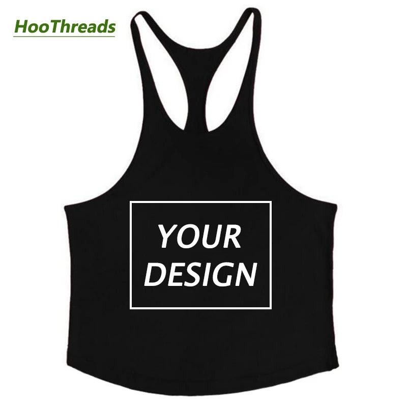 Customized Print Stringer Tank Tops for Men Y-Back Sleeveless Vest Athletic Muscle Training Tees Tops Gym Workout Fitness