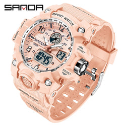 Fashion Sanda Brand Youth Military Sports Trend Korean Electric Led Multifunction Lady Creative Personality Student Gift Watch