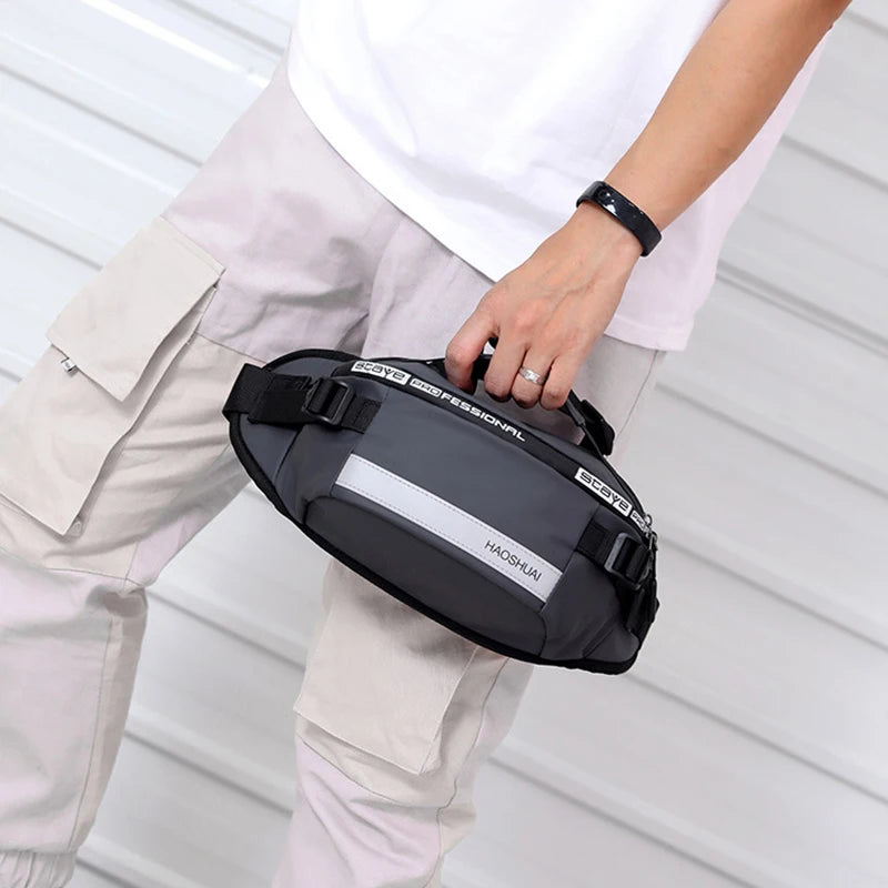 Outdoor Anti-Theft Waist Bag Men Fashion Reflective Run Fanny Pack New Waterproof Cell Phone Storage Bag Male Travel Belt Bag