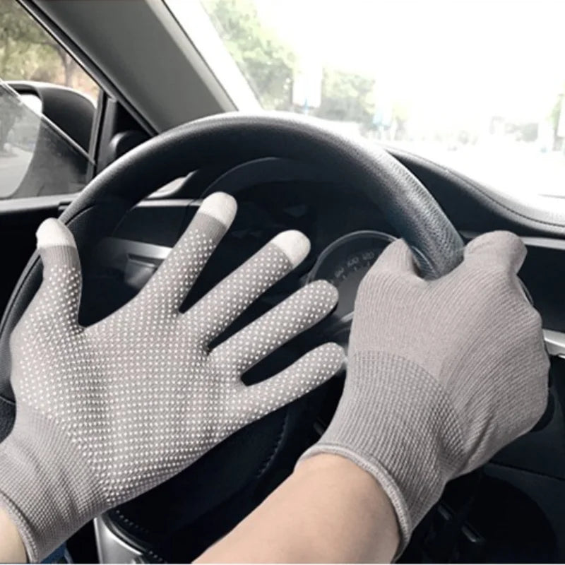 Non-slip Touchscreen Nylon Gloves Men Women Summer Outdoor Riding Sport Fitness Breathable Non-slip Sunscreen Half Finger Gloves