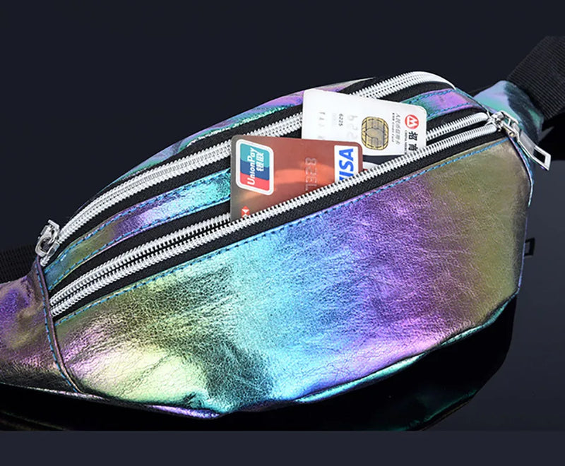 Men Women Fanny Waist Bag Pack Male Belt Pouch For Holographic Belly Banana Lady Kangaroo Bum Hip Side Sport Sachet Waistbag Sac