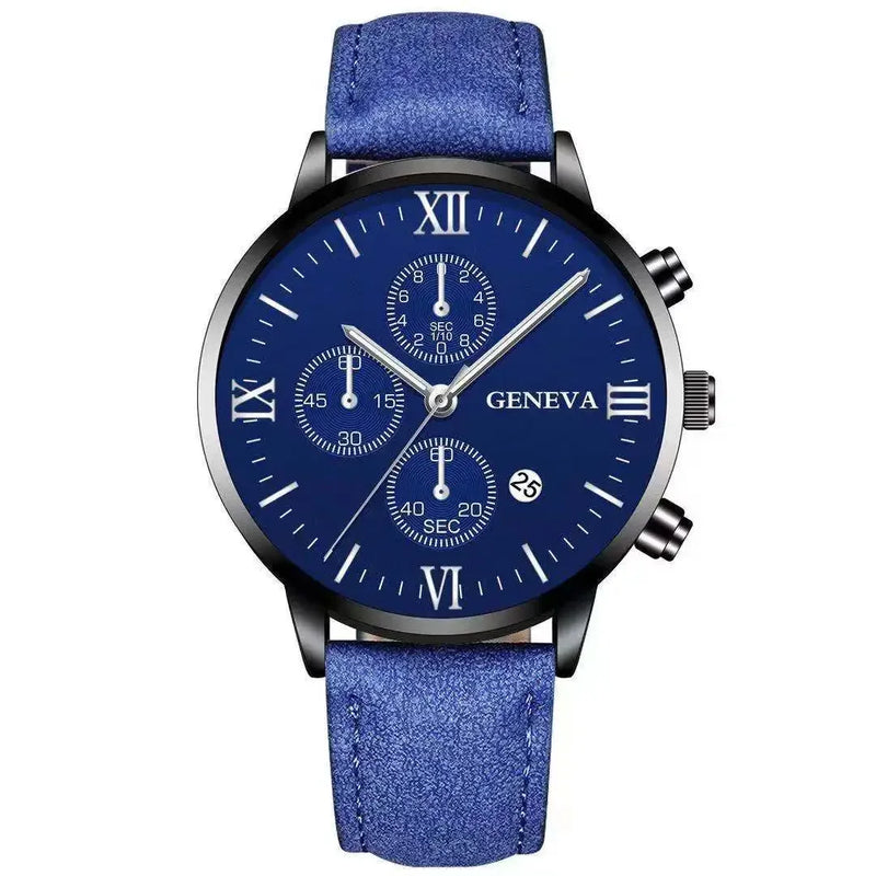 Geneva Men Sport Watch Fashion Date Alloy Case Synthetic Leather Analog Quartz Male Clock Top Brand Luxury Relogio Masculino