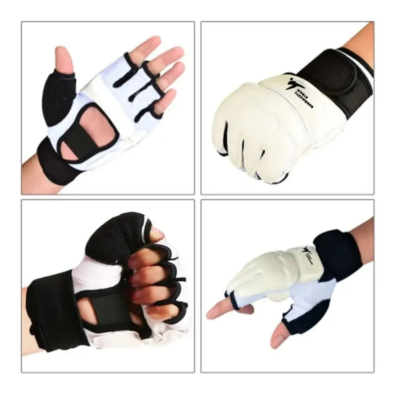 Half Finger Boxing Gloves PU Leather Karate Muay Thai Training Workout Gloves Foot Protector Taekwondo Gloves