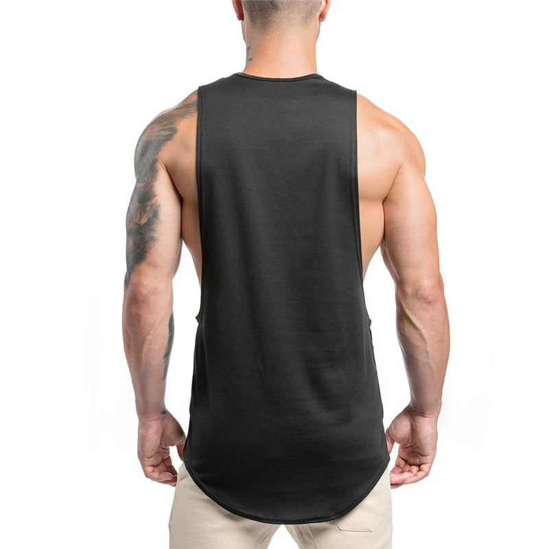 Men's Sleeveless Gym Bodybuilding Fitness Running Sport Tank Tops Summer High Quality Breathable Cotton Fashion Muscle Singlet