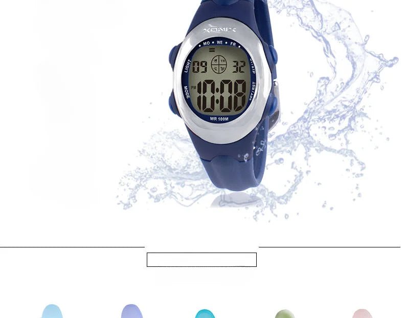 Woman Student Multi-function Waterproof 100m Sports Swim Dive Alarm Stopwatch Luminous Electric Watch LD