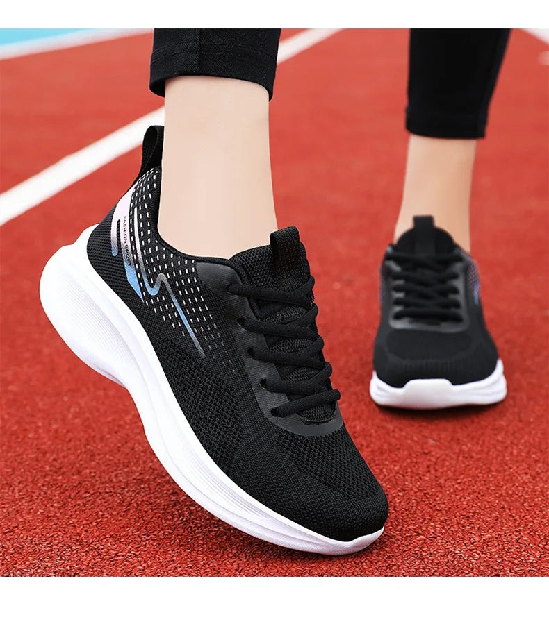 Breathable lace-up running sport shoes