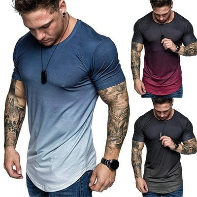 Gradient T-shirt Summer Round Neck Short Sleeve T-shirt Men